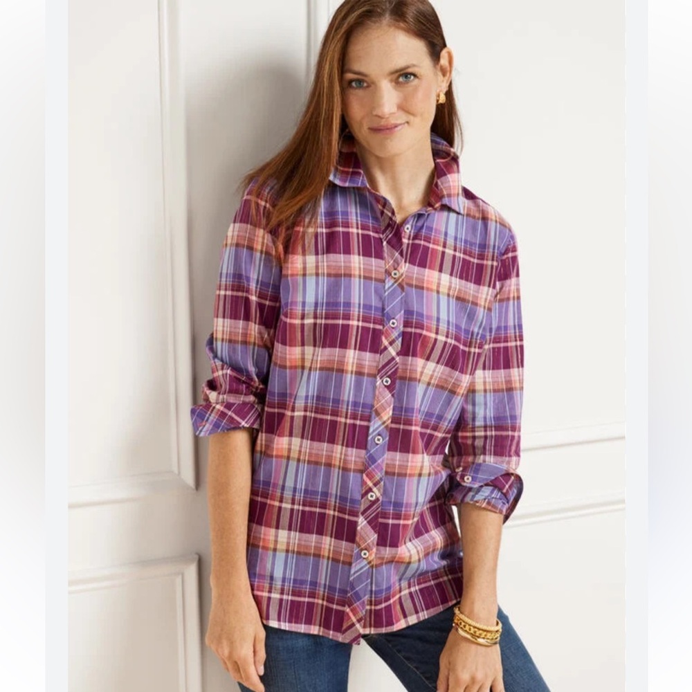 Talbot’s Cotton Plaid Button Up